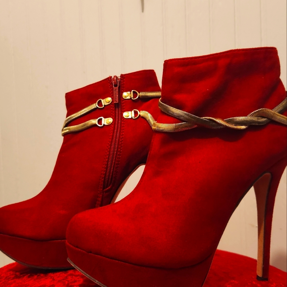 Microsuede red heels